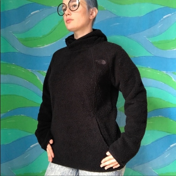 THE NORTH FACE teddy bear fleece black hoodie jacket sweatshirt base layer - Picture 11 of 12